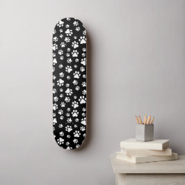 Patroon van Paws, Paw Prints, zwart en wit Skateboard