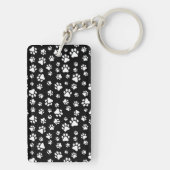 Patroon van Paws, Paw Prints, zwart en wit Sleutelhanger (achterkant)