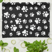 Patroon van Paws, Paw Prints, zwart en wit Theedoek (Gevouwen)