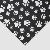 Patroon van Paws, Paw Prints, zwart en wit Tissuepapier (Detail)