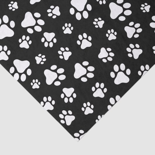 Patroon van Paws, Paw Prints, zwart en wit Tissuepapier (Detail)