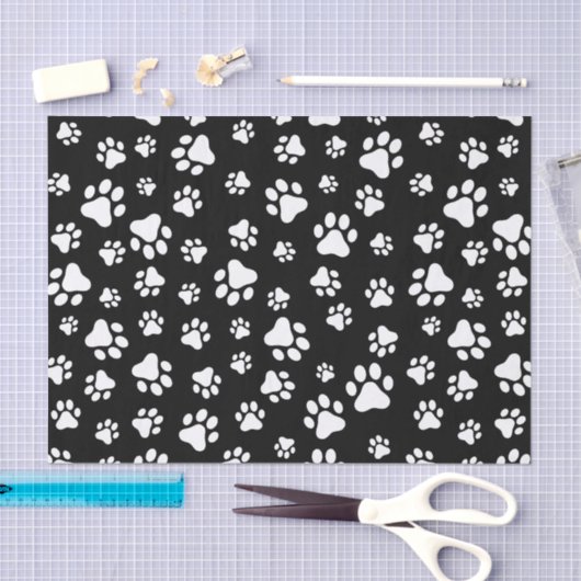 Patroon van Paws, Paw Prints, zwart en wit Tissuepapier (Craft)