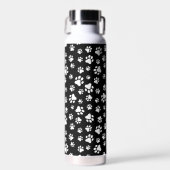 Patroon van Paws, Paw Prints, zwart en wit Waterfles (Voorkant)
