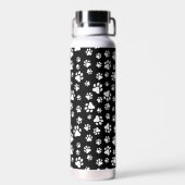 Patroon van Paws, Paw Prints, zwart en wit Waterfles (Achterkant)