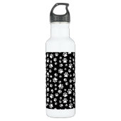 Patroon van Paws, Paw Prints, zwart en wit Waterfles (Voorkant)