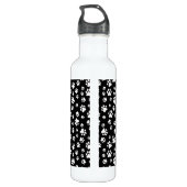 Patroon van Paws, Paw Prints, zwart en wit Waterfles (Achterkant)