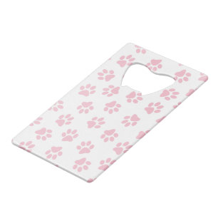 Patroon van poten, hondenpoten, Baby roze poten Kredietkaart Flessenopener