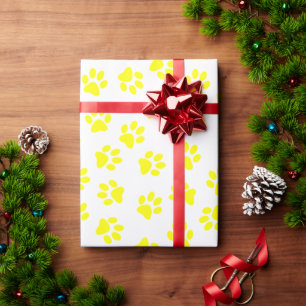 Patroon van poten, hondenpoten, gele poten cadeaupapier