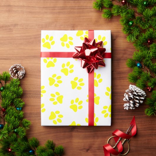 Patroon van poten, hondenpoten, gele poten cadeaupapier (Feestdagen Geschenken)