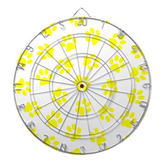 Patroon van poten, hondenpoten, gele poten dartbord (Voorkant)