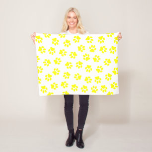 Patroon van poten, hondenpoten, gele poten fleece deken