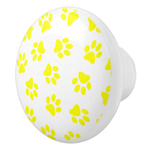 Patroon van poten, hondenpoten, gele poten keramische knop