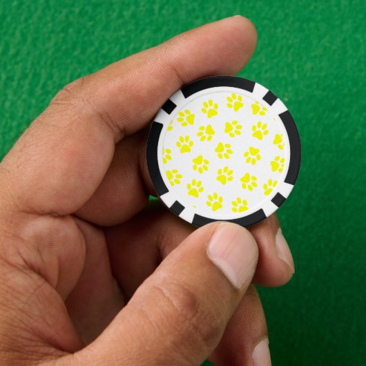 Patroon van poten, hondenpoten, gele poten poker chips (Hand)