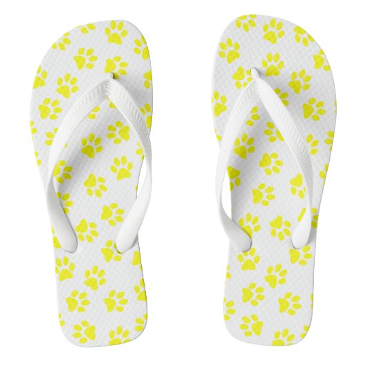 Patroon van poten, hondenpoten, gele poten teenslippers (Voetbed)