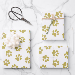 Patroon van poten, hondenpoten, gouden poten inpakpapier vel