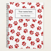 Patroon van poten, hondenpoten, kattenpoten, rode planner (Voorkant)