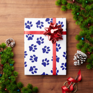 Patroon van poten, hondenpoten, marineblauwe poten cadeaupapier