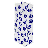 Patroon van poten, hondenpoten, marineblauwe poten wijn cadeautas (Voorkant Gekanteld)