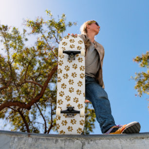Patroon van poten, hondenpoten, Oranje goudpoten Skateboard