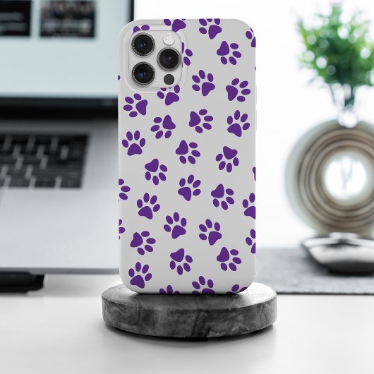 Patroon van poten, hondenpoten, Paarse poten Case-Mate iPhone Case