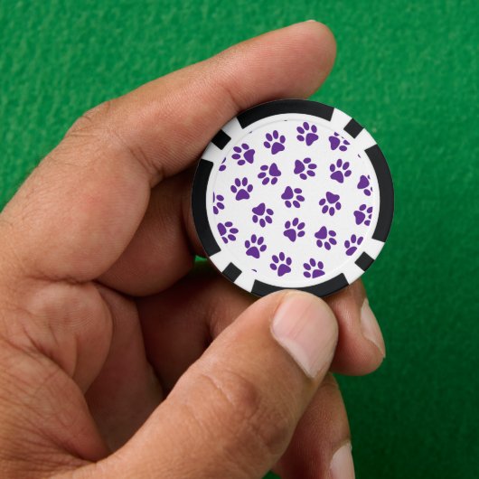 Patroon van poten, hondenpoten, Paarse poten Poker Chips (Hand)