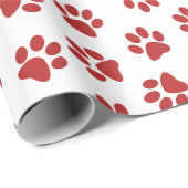 Patroon van poten, hondenpoten, rode poten cadeaupapier (Rol Hoek)