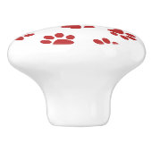 Patroon van poten, hondenpoten, rode poten keramische knop (Zijkant)