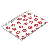 Patroon van poten, hondenpoten, rode poten notitieboek (Linkerzijde)