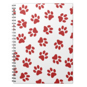 Patroon van poten, hondenpoten, rode poten notitieboek (Voorkant)