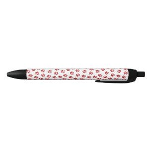 Patroon van poten, hondenpoten, rode poten zwarte inkt pen