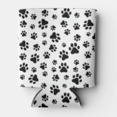Patroon van poten, hondenpoten, zwart en wit blikjeskoeler (Voorkant)