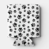Patroon van poten, hondenpoten, zwart en wit blikjeskoeler (Achterkant)