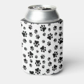 Patroon van poten, hondenpoten, zwart en wit blikjeskoeler (Blikje Achterkant)