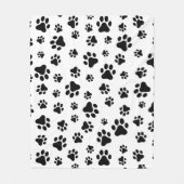 Patroon van poten, hondenpoten, zwart en wit fleece deken (Voorkant)