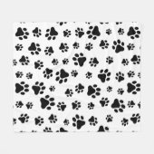 Patroon van poten, hondenpoten, zwart en wit fleece deken (Voorkant (Horizontaal))