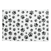 Patroon van poten, hondenpoten, zwart en wit kussensloop (Achterkant)