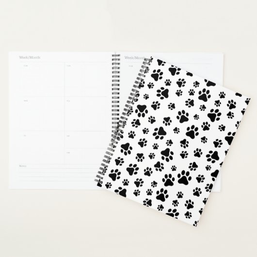 Patroon van poten, hondenpoten, zwart en wit planner (Display)