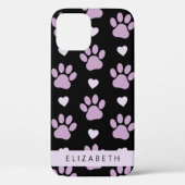 Patroon van poten, Lila poten, harten, Jouw naam Case-Mate iPhone Case (Achterkant)