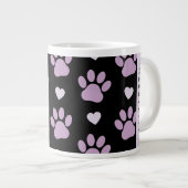 Patroon van poten, Lila poten, harten, Jouw naam Extra Grote Beker (Voorkant rechts)