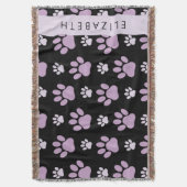 Patroon van poten, Lila poten, hondenpoten, Jouw n Deken (Voorkant Verticaal)