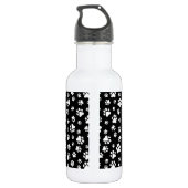 Patroon van poten, pootafdrukken, zwart en wit waterfles  (Achterkant)