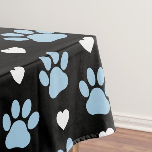 Patroon van poten, reuzenpoten, blauwe poten, witt tafelkleed (Voorbeeld)