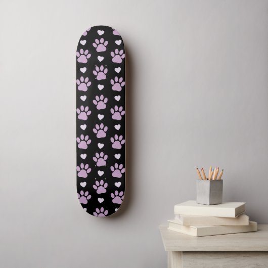 Patroon van poten, reuzenpoten, Lila poten, hart Skateboard (Muurkunst)