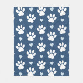 Patroon van poten, reuzenpoten, witte poten, blauw fleece deken (Voorkant)