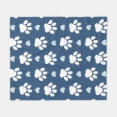 Patroon van poten, reuzenpoten, witte poten, blauw fleece deken (Voorkant (Horizontaal))