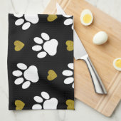 Patroon van poten, reuzenpoten, witte poten, goudh theedoek (Quarter Fold)