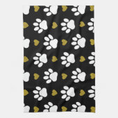 Patroon van poten, reuzenpoten, witte poten, goudh theedoek (Verticaal)