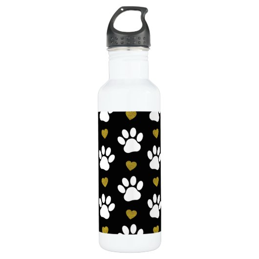 Patroon van poten, reuzenpoten, witte poten, goudh waterfles  (Voorkant)