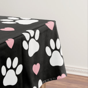 Patroon van poten, reuzenpoten, witte poten, roze tafelkleed
