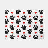 Patroon van poten, reuzenpoten, zwarte poten, rode deurmat (Voorkant)